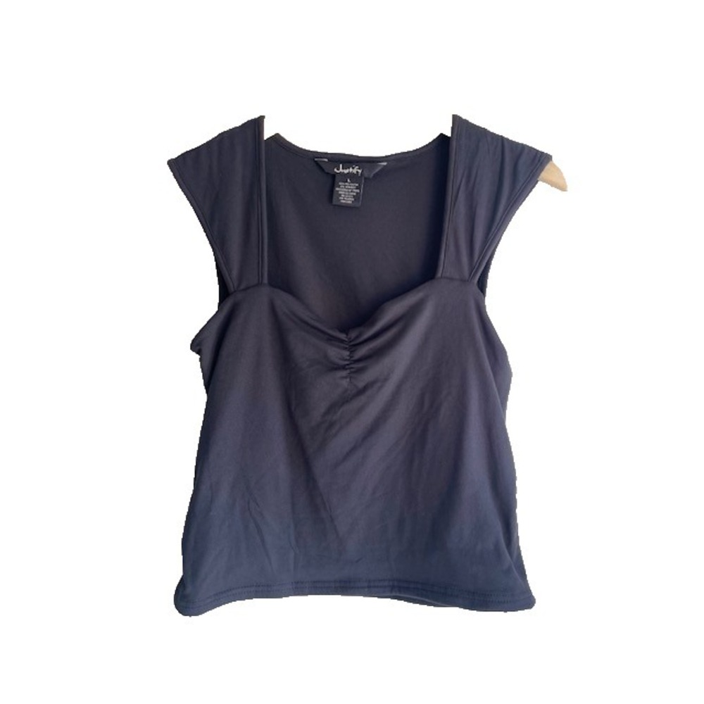 Justify Black Short Sleeve Shirt with Sweetheart Neckline Size L